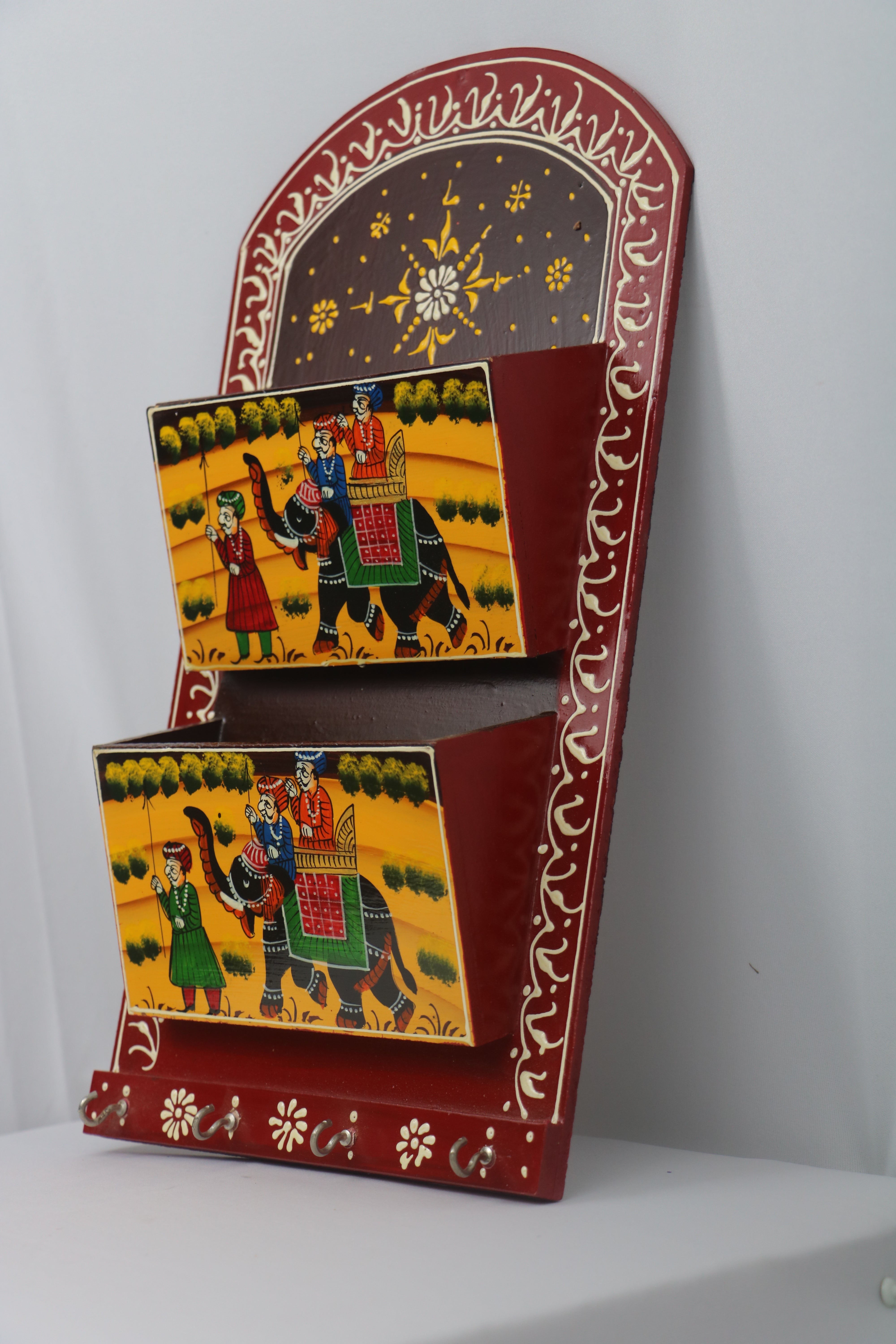 Hand-Painted Book Holder & Key Chain Wall Hanger | Dual Purpose Decor