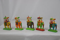 Handcrafted Wooden Elephant Ambari Set – 10 Miniatures (3 Inches Each)