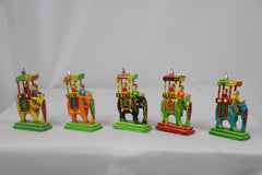 Handcrafted Wooden Elephant Ambari Set – 10 Miniatures (3 Inches Each)