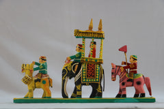 Royal Elephant Ride with Maharaja – Hand-Painted Wooden Decorative Art