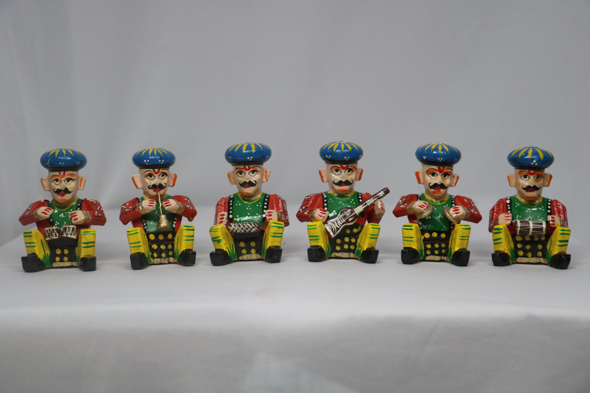 Set of 6 Handcrafted Rajasthani Musician Statues | Ethnic Home Decor