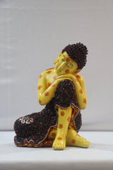 Resin Buddha Idol with Stones | Decorative Spiritual Sculpture