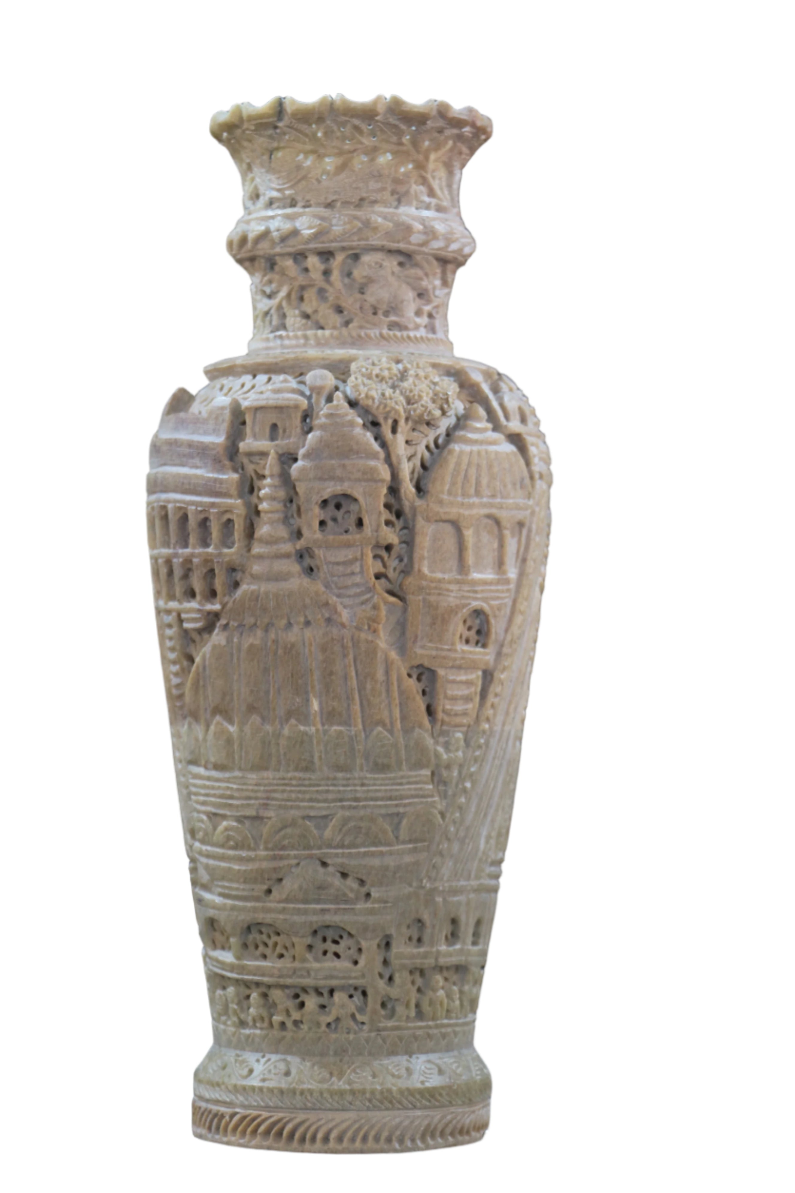 Decorative Flower Vase Lamp – Intricate Jali Carving Inspired by Kashi Temples