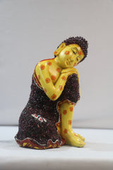 Resin Buddha Idol with Stones | Decorative Spiritual Sculpture