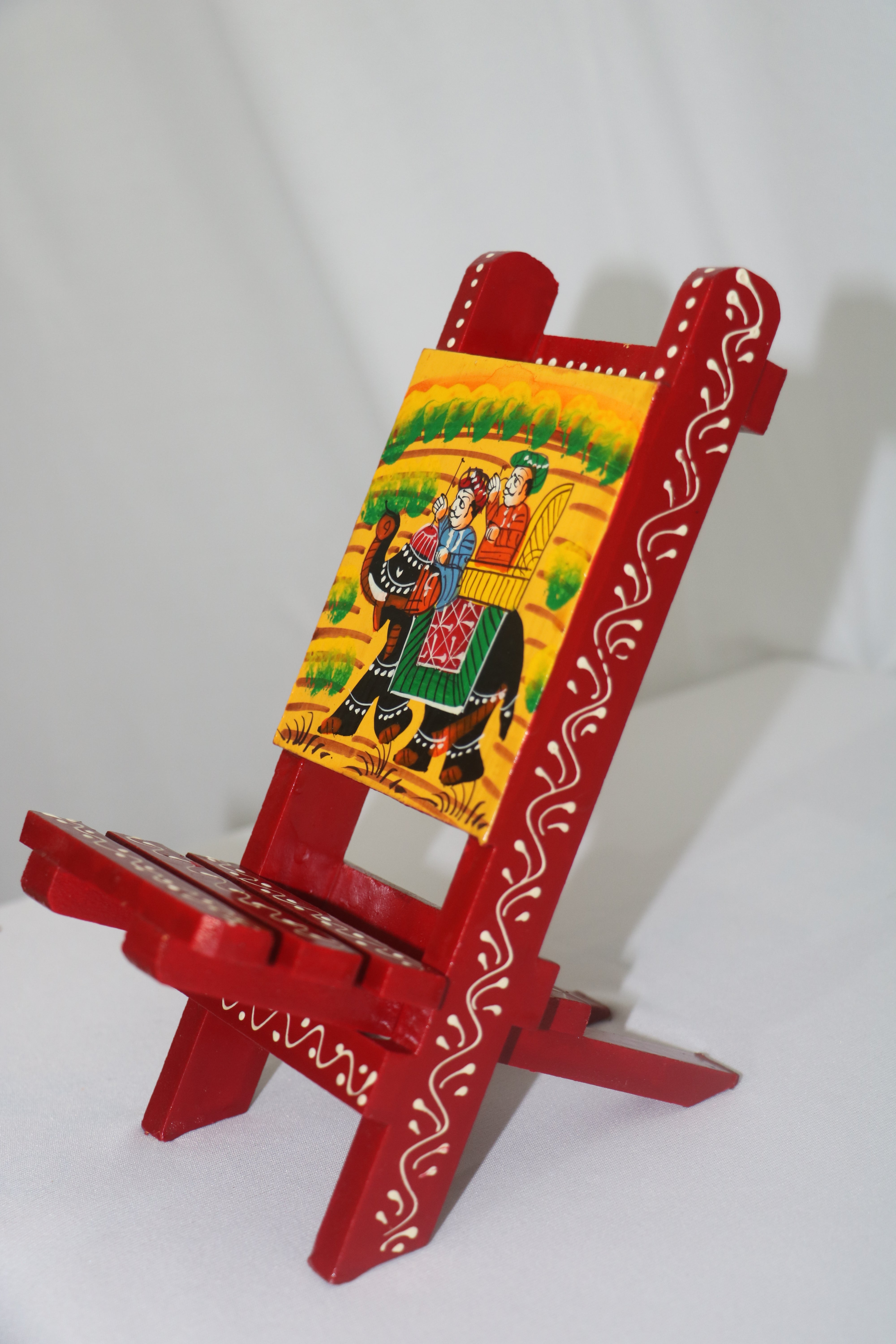 Handcrafted Wooden Mobile Stand | Colorful Hand-Painted Design