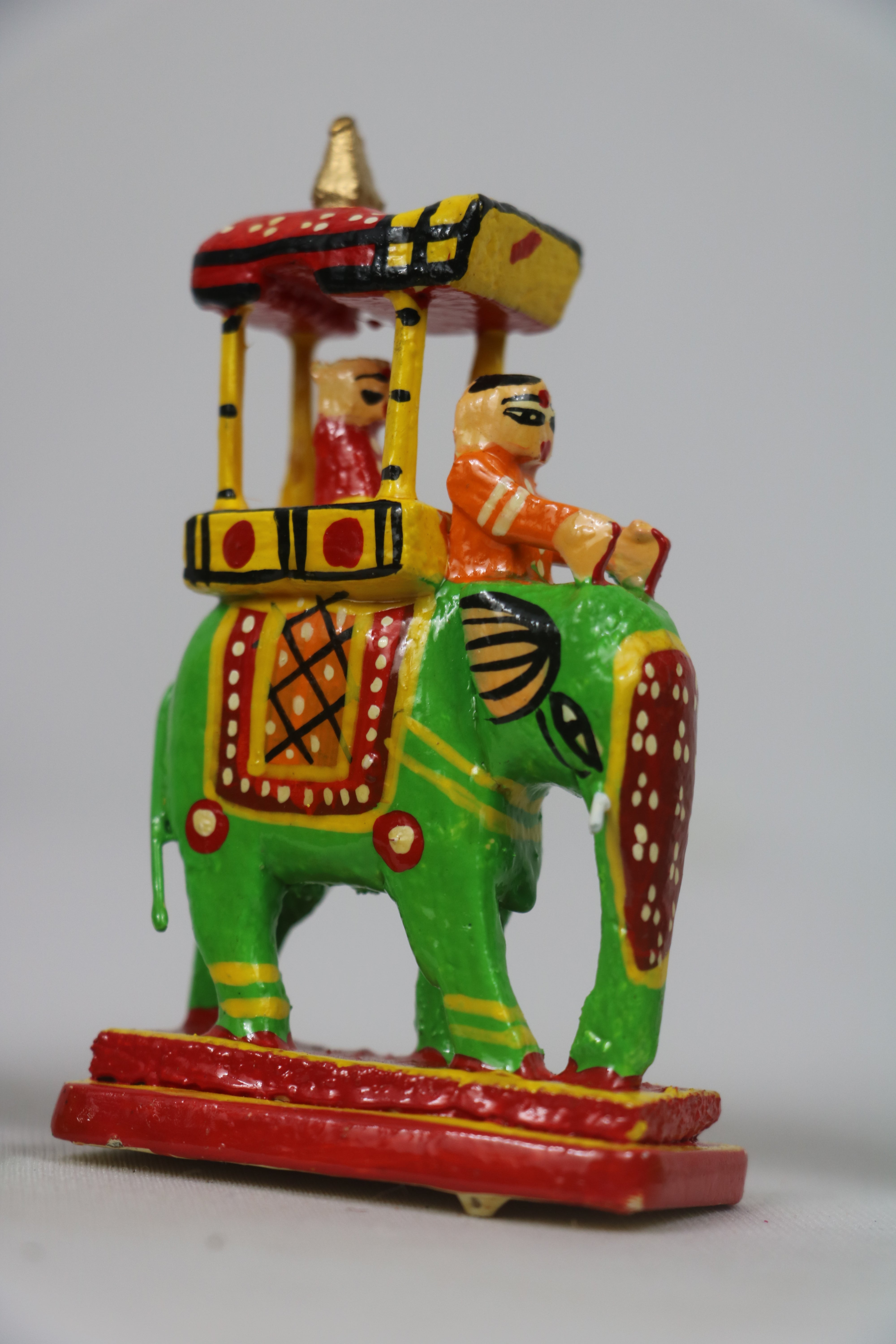 Handcrafted Wooden Elephant Ambari Set – 10 Miniatures (3 Inches Each)
