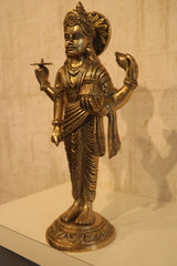 Standing Brass Idol of Lord Dhanvantari