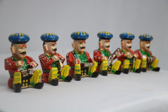 Set of 6 Handcrafted Rajasthani Musician Statues | Ethnic Home Decor