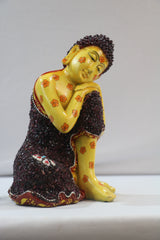 Resin Buddha Idol with Stones | Decorative Spiritual Sculpture