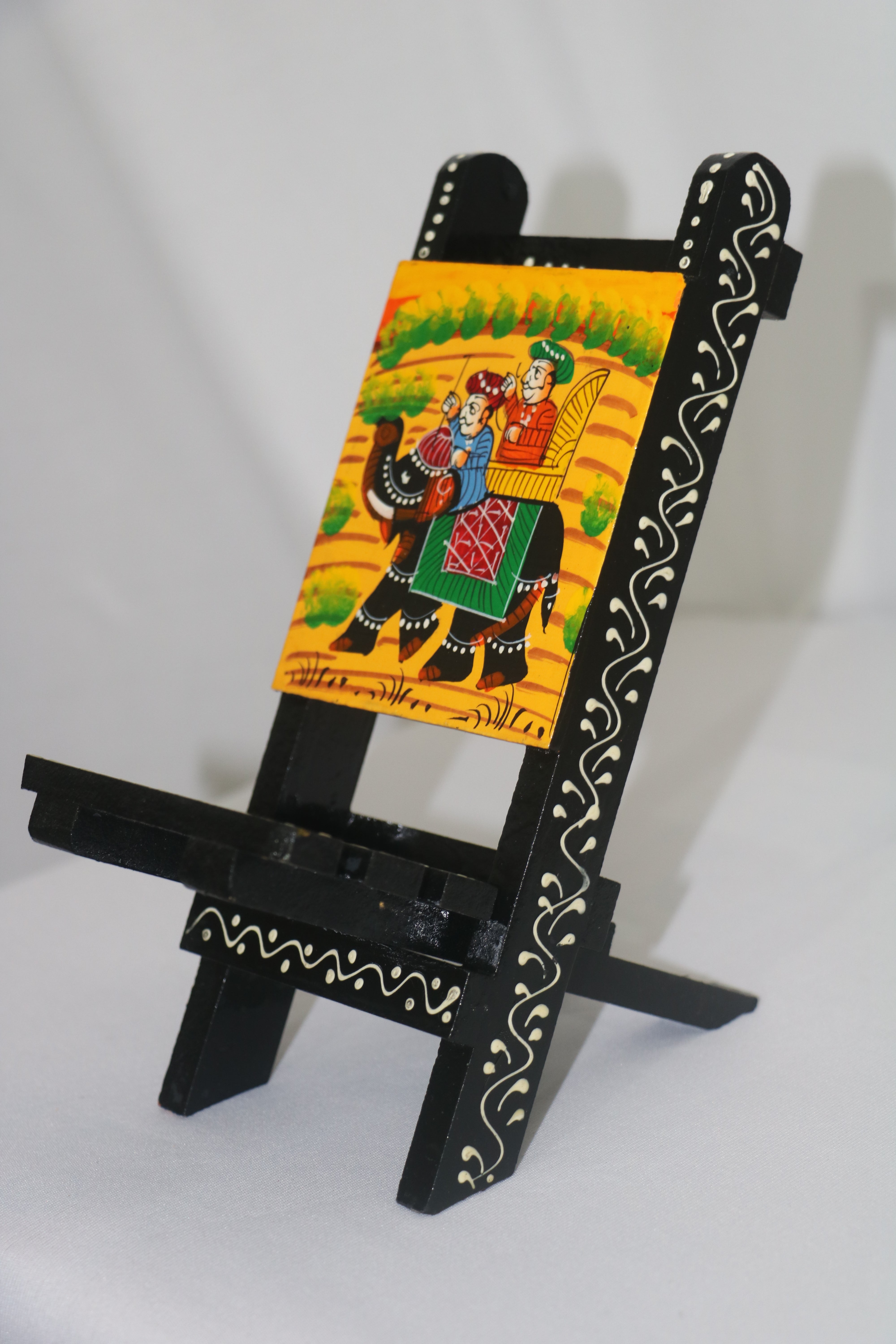 Handcrafted Wooden Mobile Stand | Colorful Hand-Painted Design