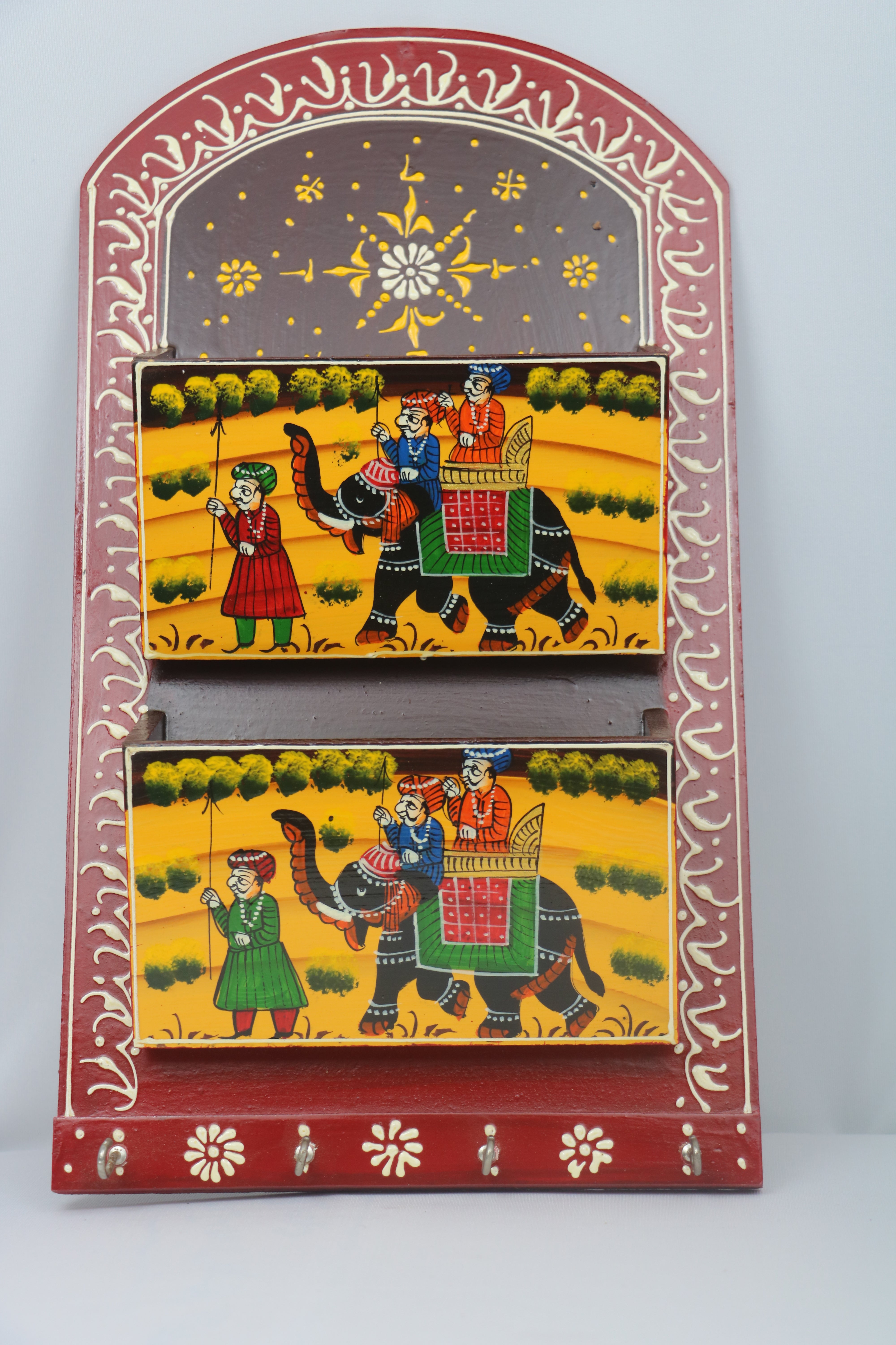 Hand-Painted Book Holder & Key Chain Wall Hanger | Dual Purpose Decor