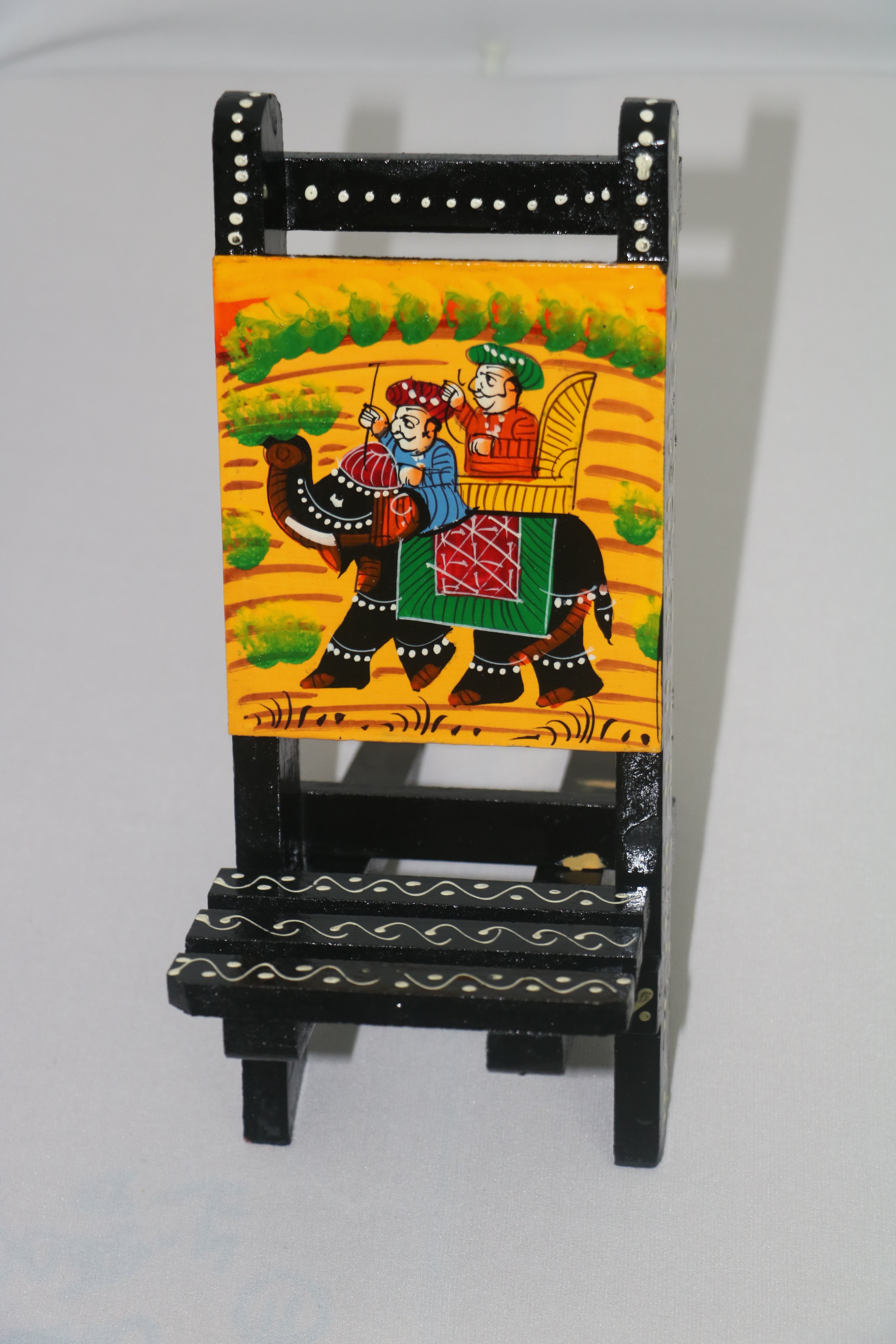 Handcrafted Wooden Mobile Stand | Colorful Hand-Painted Design