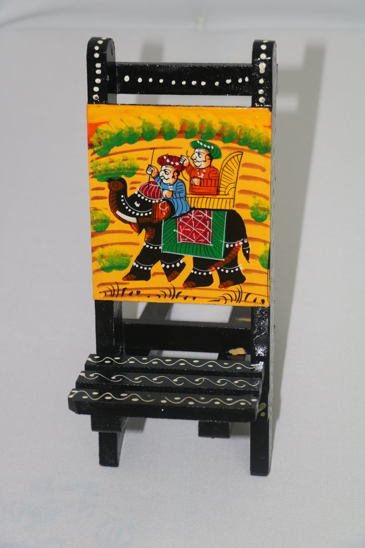 Handcrafted Wooden Mobile Stand | Colorful Hand-Painted Design