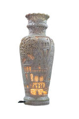 Decorative Flower Vase Lamp – Intricate Jali Carving Inspired by Kashi Temples