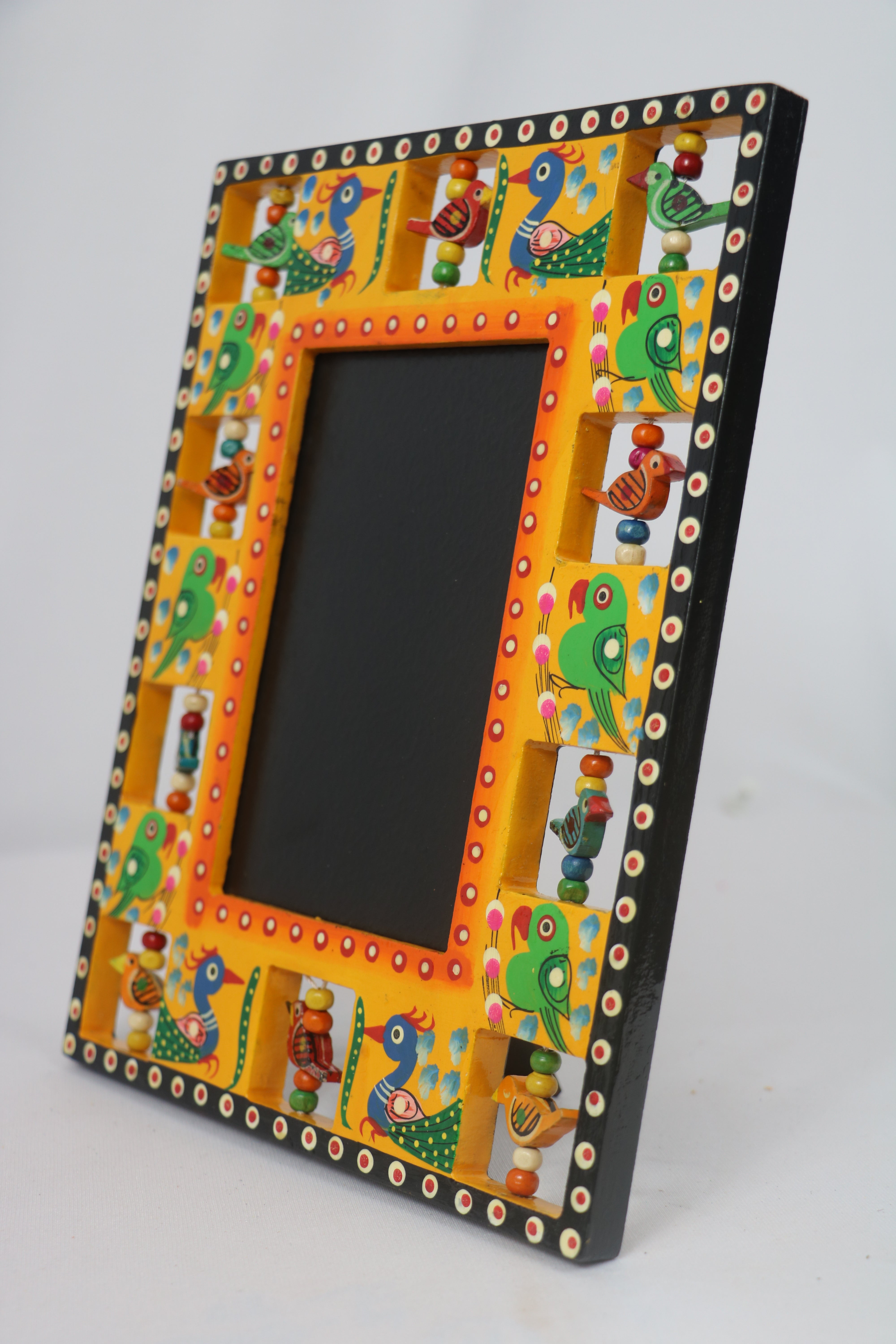 Handcrafted Wooden Parrot Photo Frame – Colorful Decorative Wall Accent
