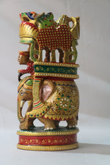 Handcrafted Wooden Elephant Ambari Pallaki | Colorful Hand-Painted Art