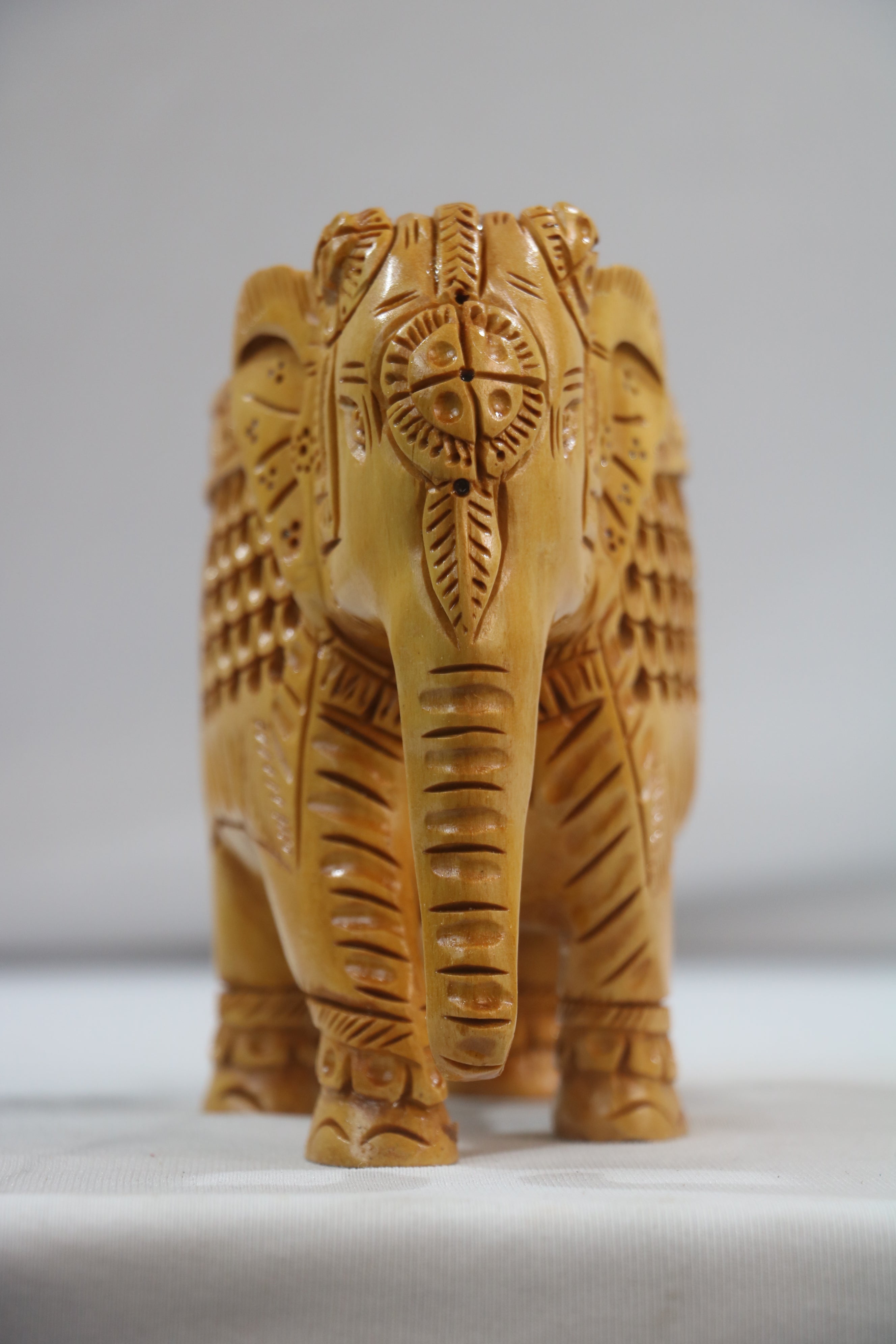 Wooden Elephant with Jali Work | Handmade Indian Craft Sculpture