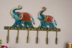 Iron Hand Painted Elephant Wall Hangers