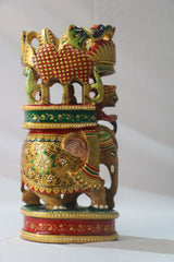 Handcrafted Wooden Elephant Ambari Pallaki | Colorful Hand-Painted Art