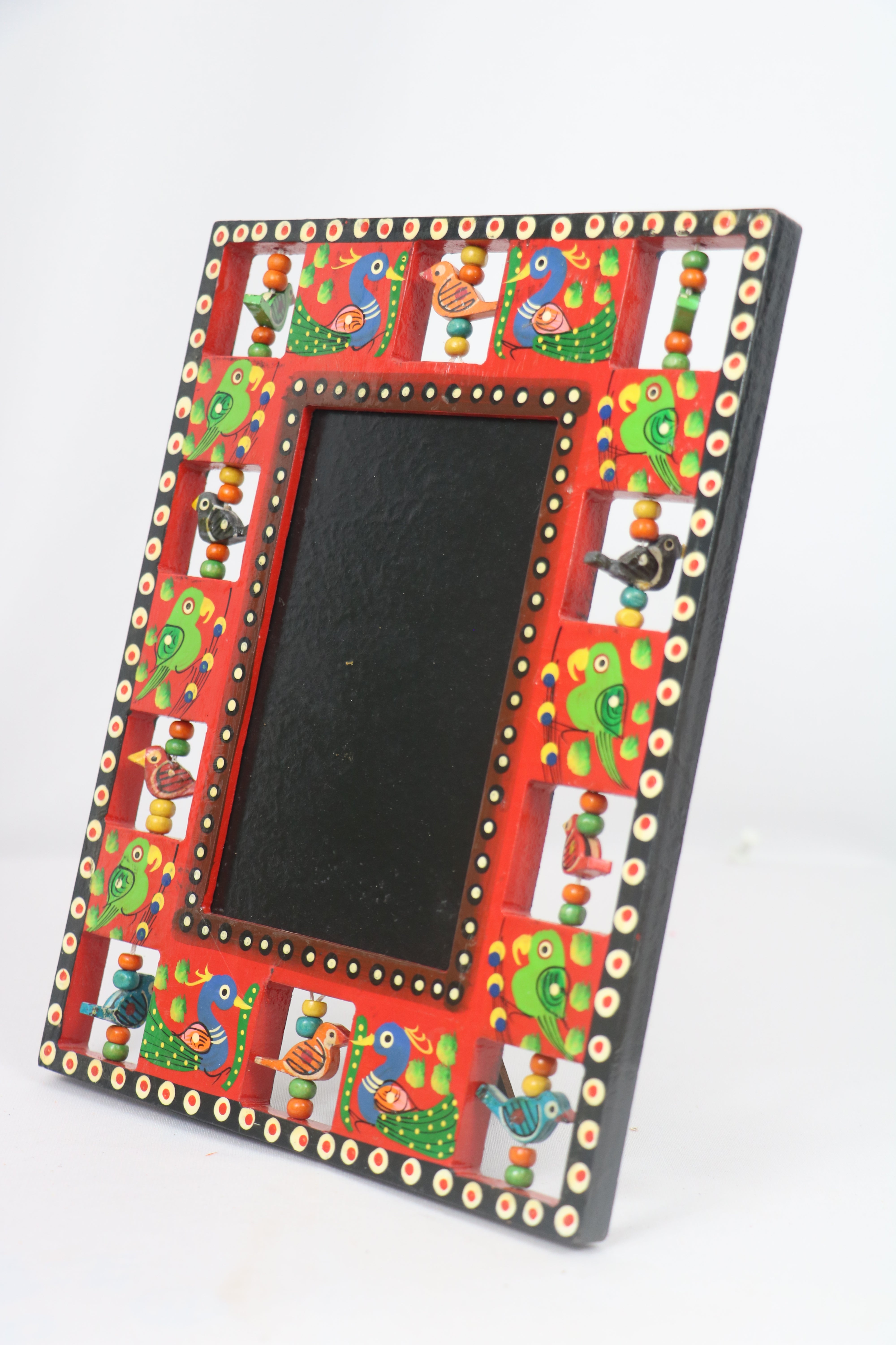 Handcrafted Wooden Parrot Photo Frame – Colorful Decorative Wall Accent