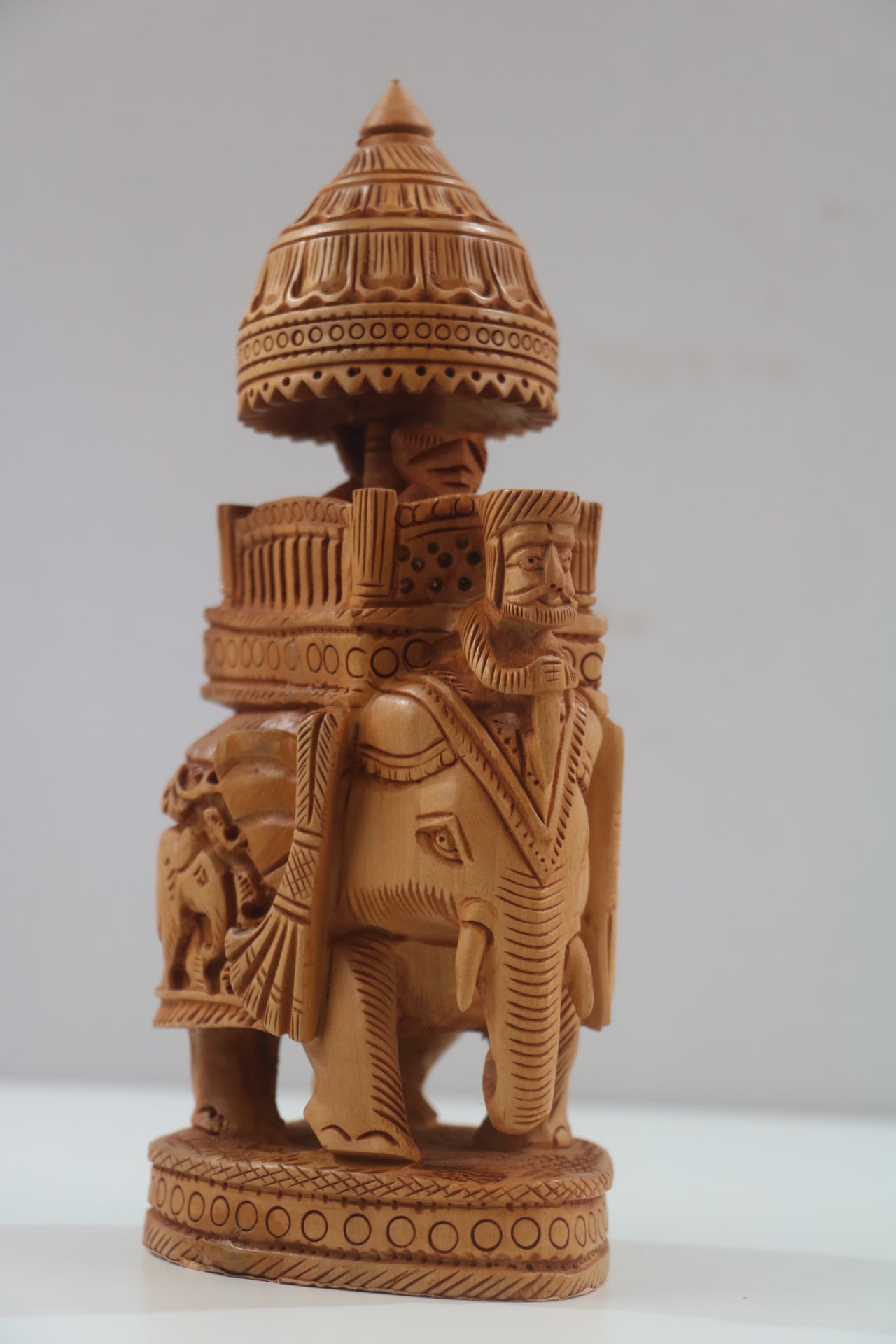 Hand-Carved Wooden Ambari Elephant | Traditional Indian Decor
