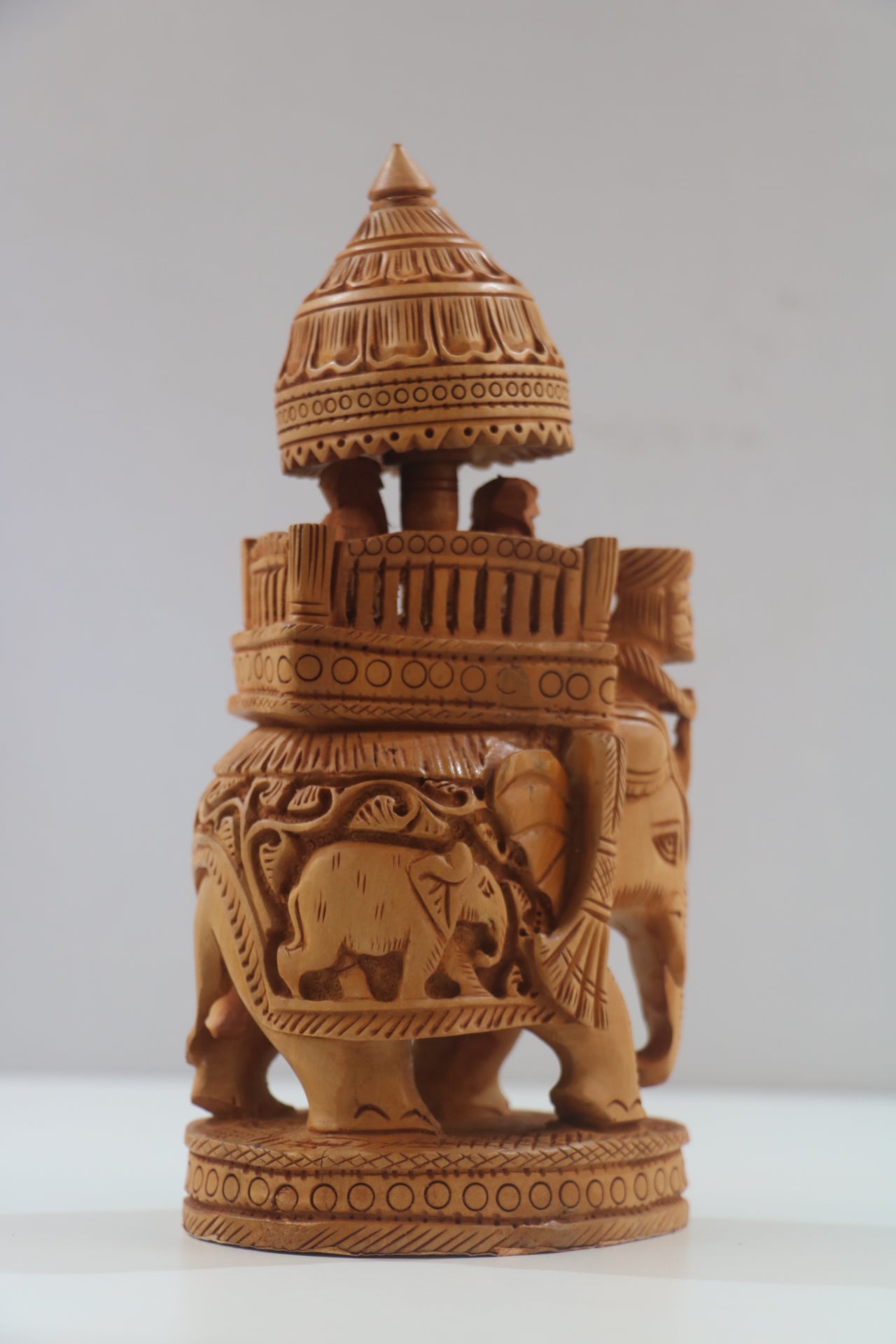 Hand-Carved Wooden Ambari Elephant | Traditional Indian Decor