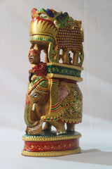Handcrafted Wooden Elephant Ambari Pallaki | Colorful Hand-Painted Art