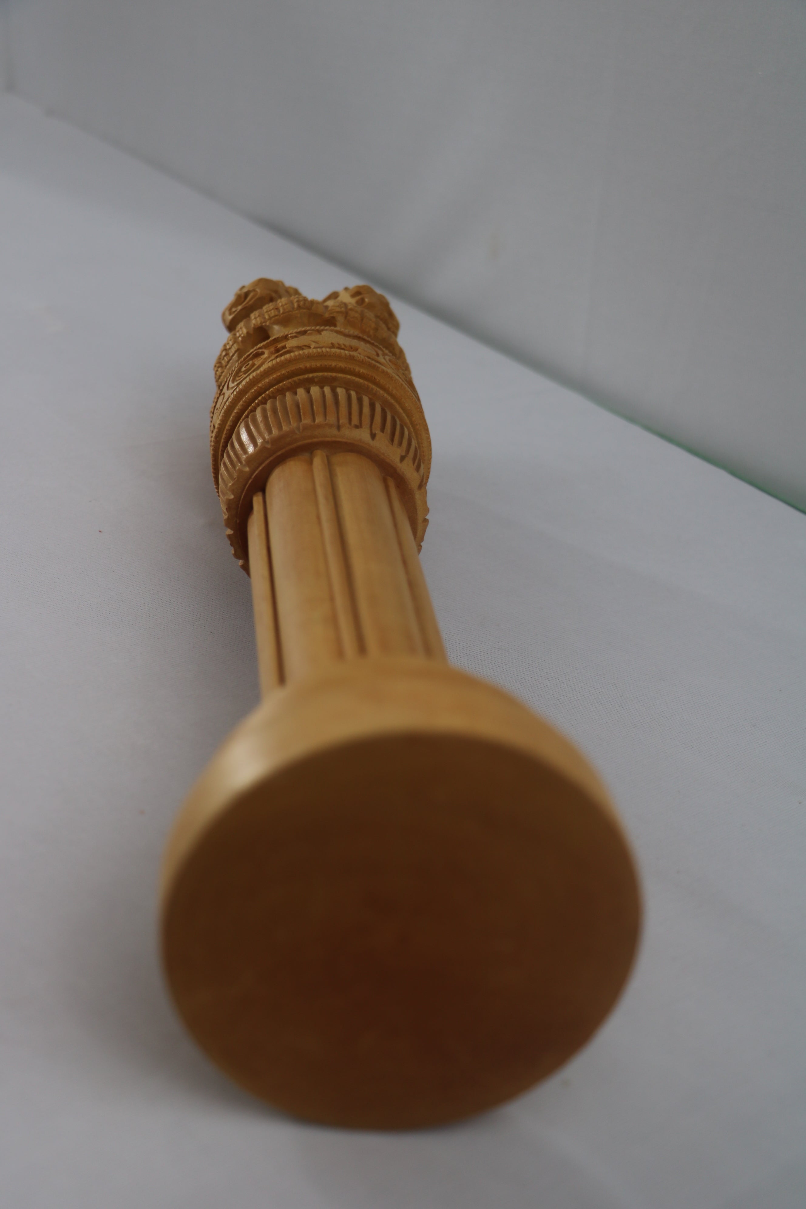 Handmade Wooden Ashoka Pillar – National Emblem Decorative Piece
