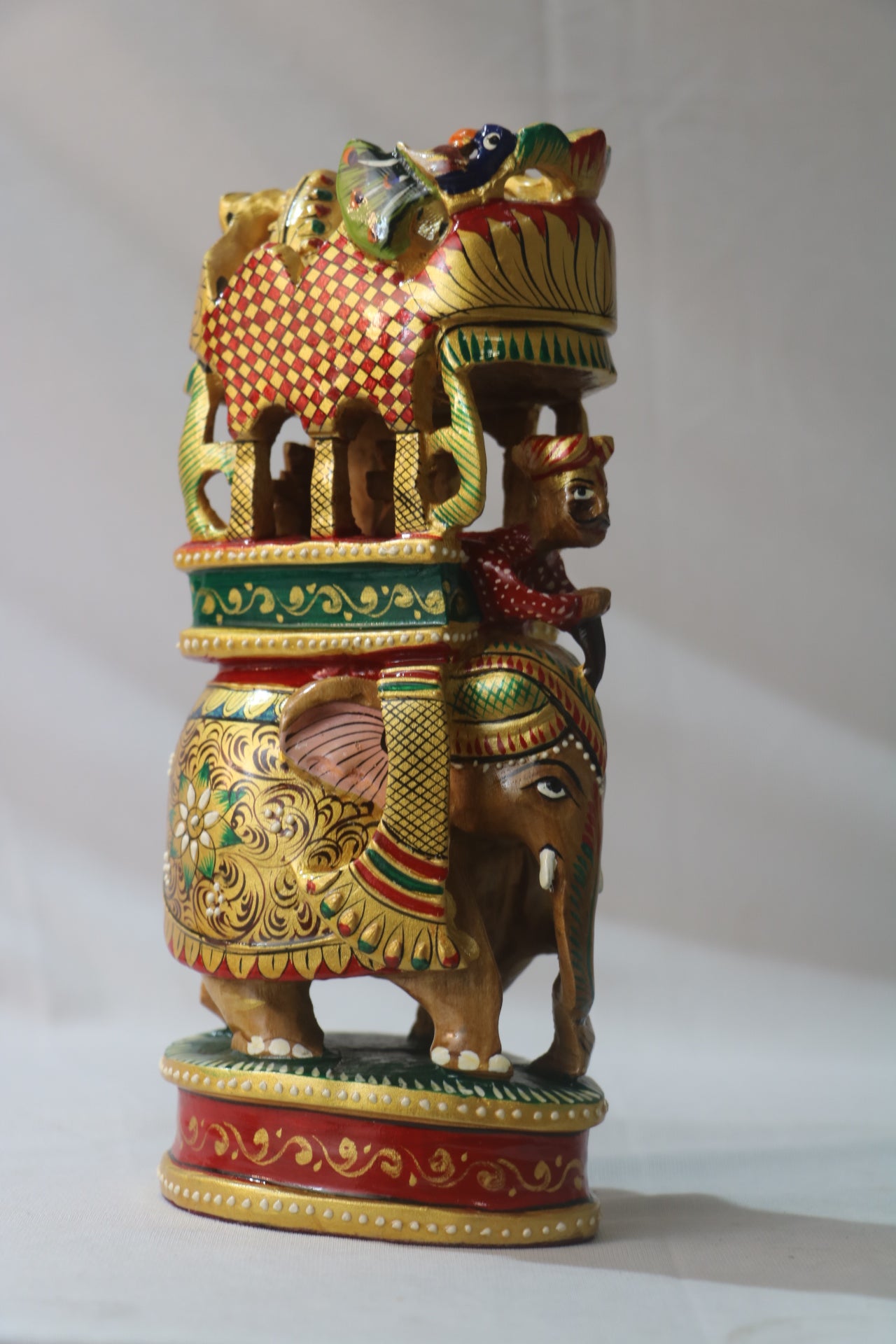 Handcrafted Wooden Elephant Ambari Pallaki | Colorful Hand-Painted Art