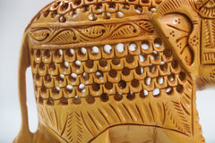 Wooden Elephant with Jali Work | Handmade Indian Craft Sculpture