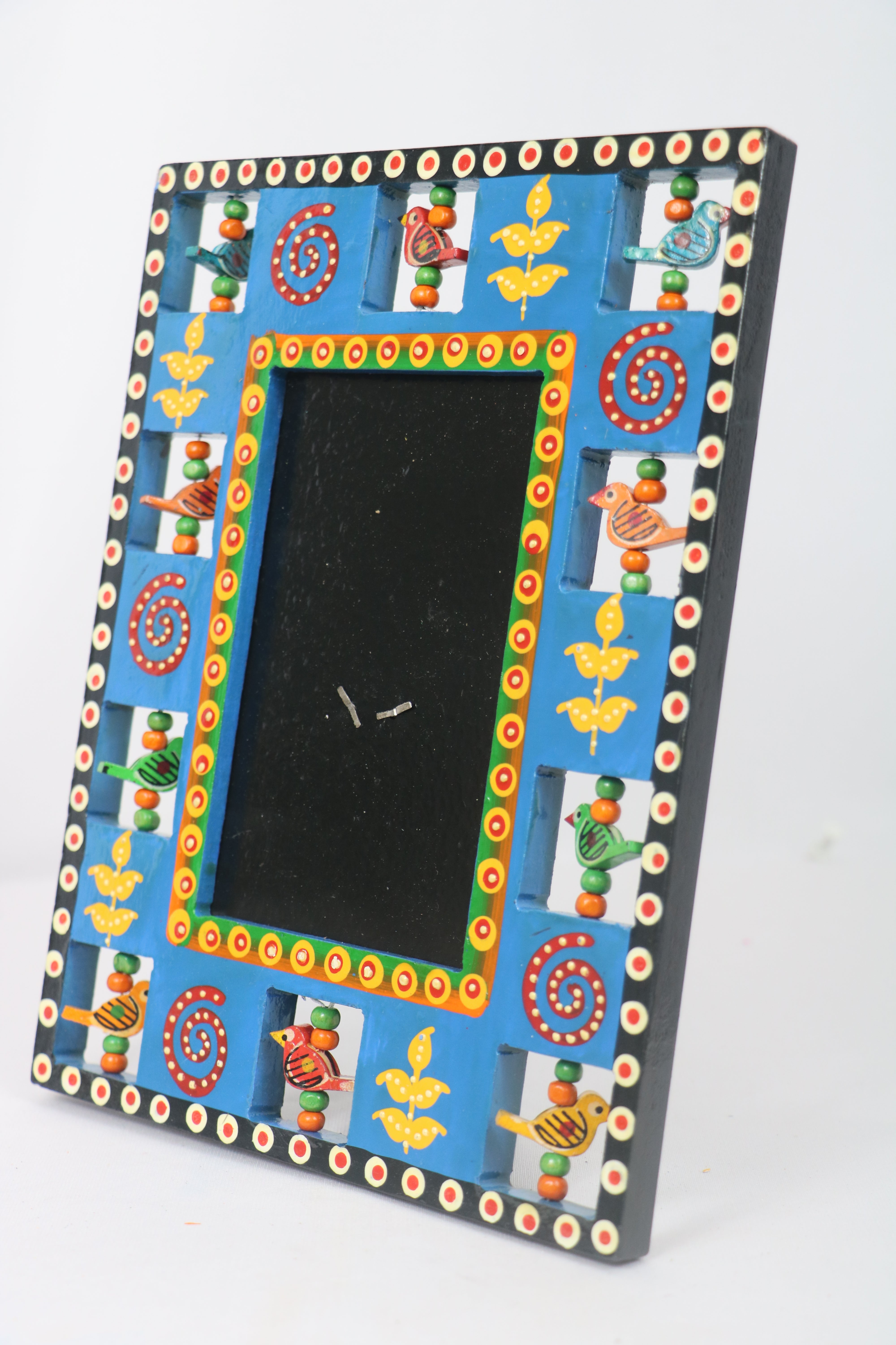 Handcrafted Wooden Parrot Photo Frame – Colorful Decorative Wall Accent