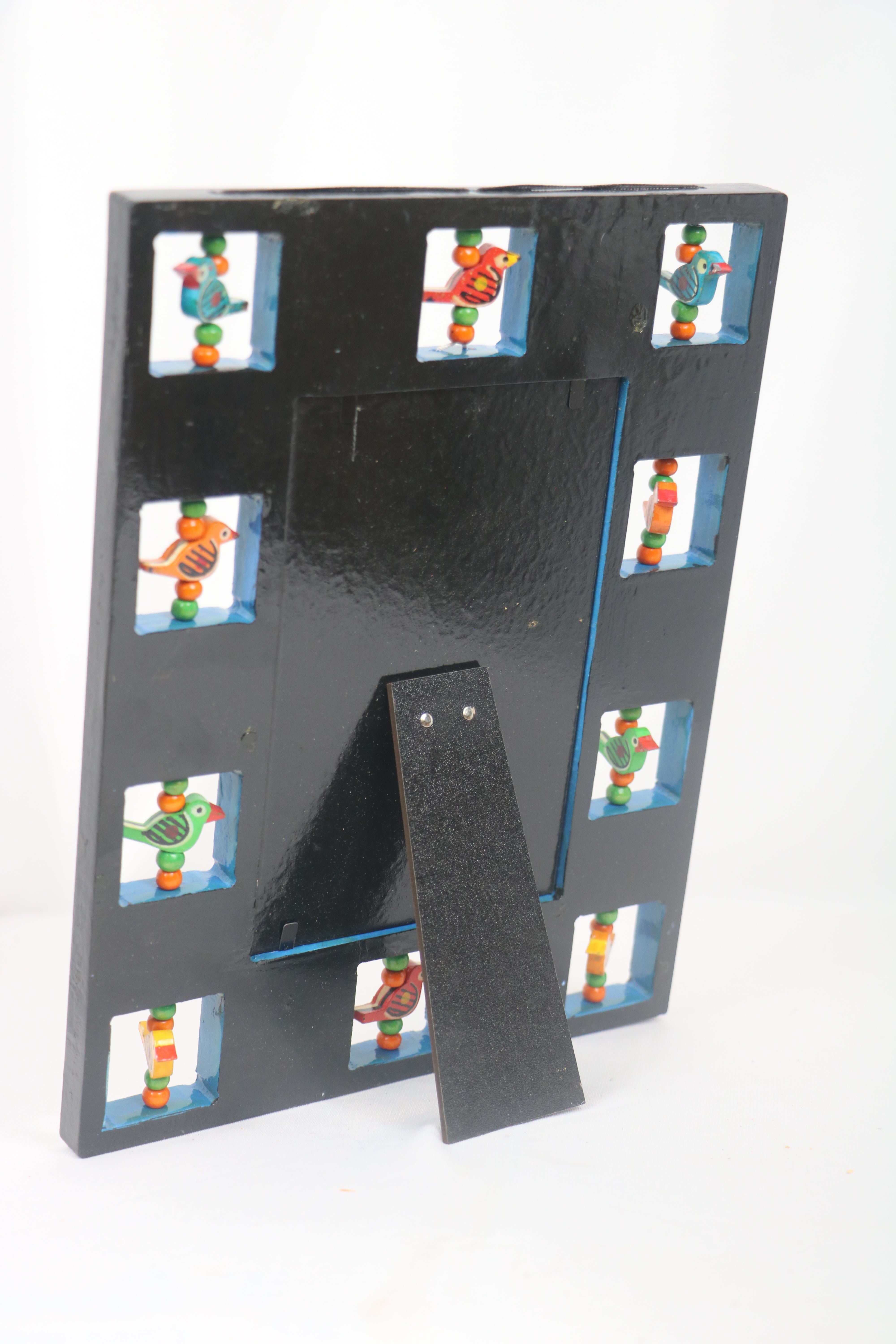 Handcrafted Wooden Parrot Photo Frame – Colorful Decorative Wall Accent