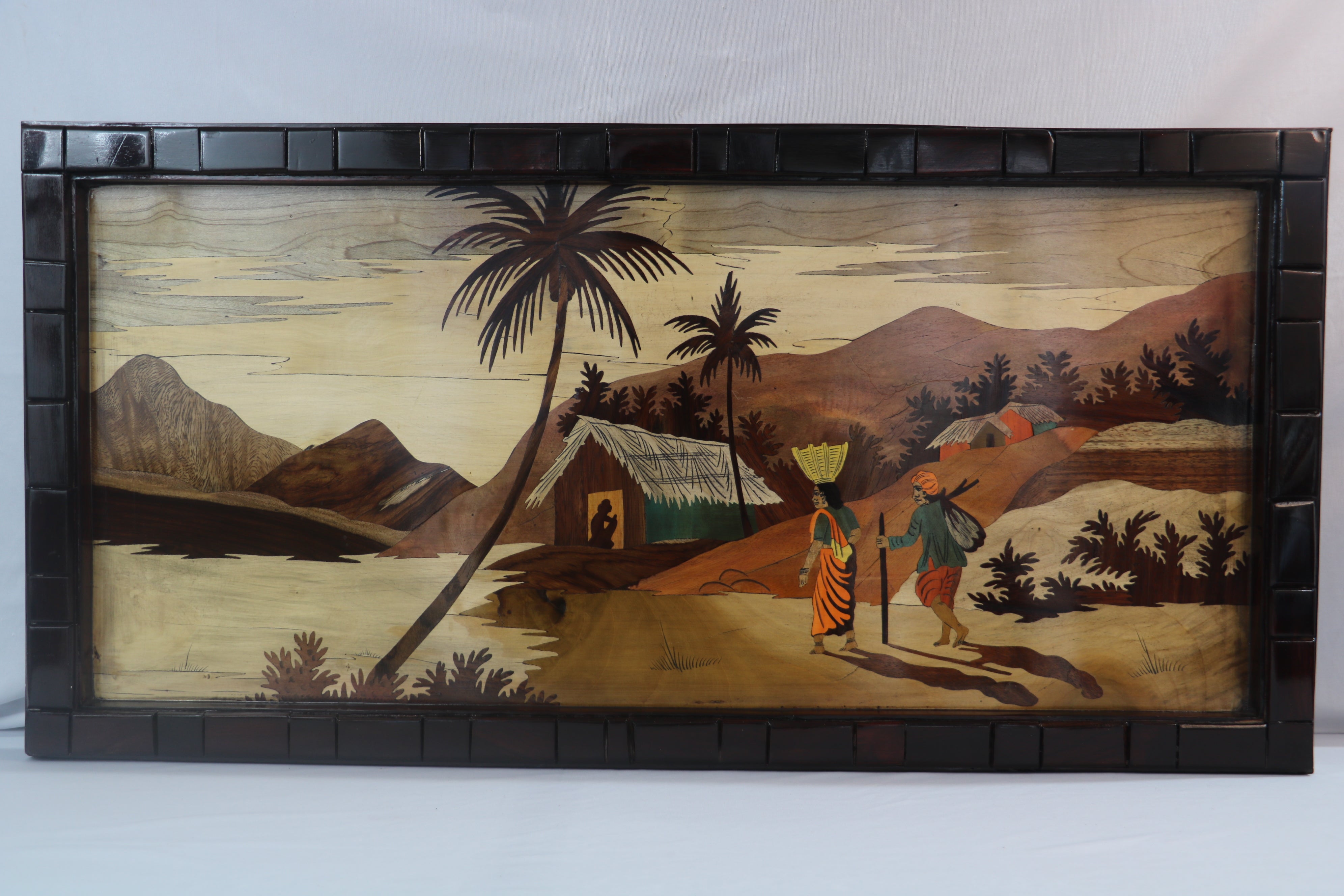 Indian Landscape Wood Inlay Mysore