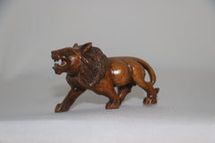 Wooden Lion Carving | Intricate Hand-Carved Animal Statue
