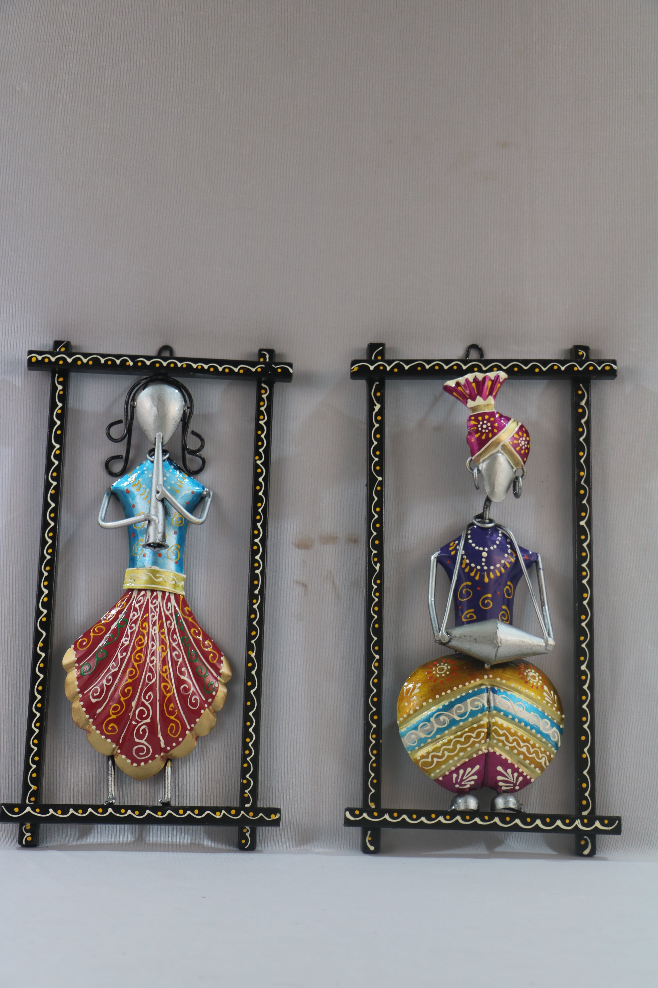 Iron Hand Painted Pair Wall Hangers