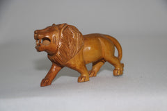 Wooden Lion Carving | Intricate Hand-Carved Animal Statue