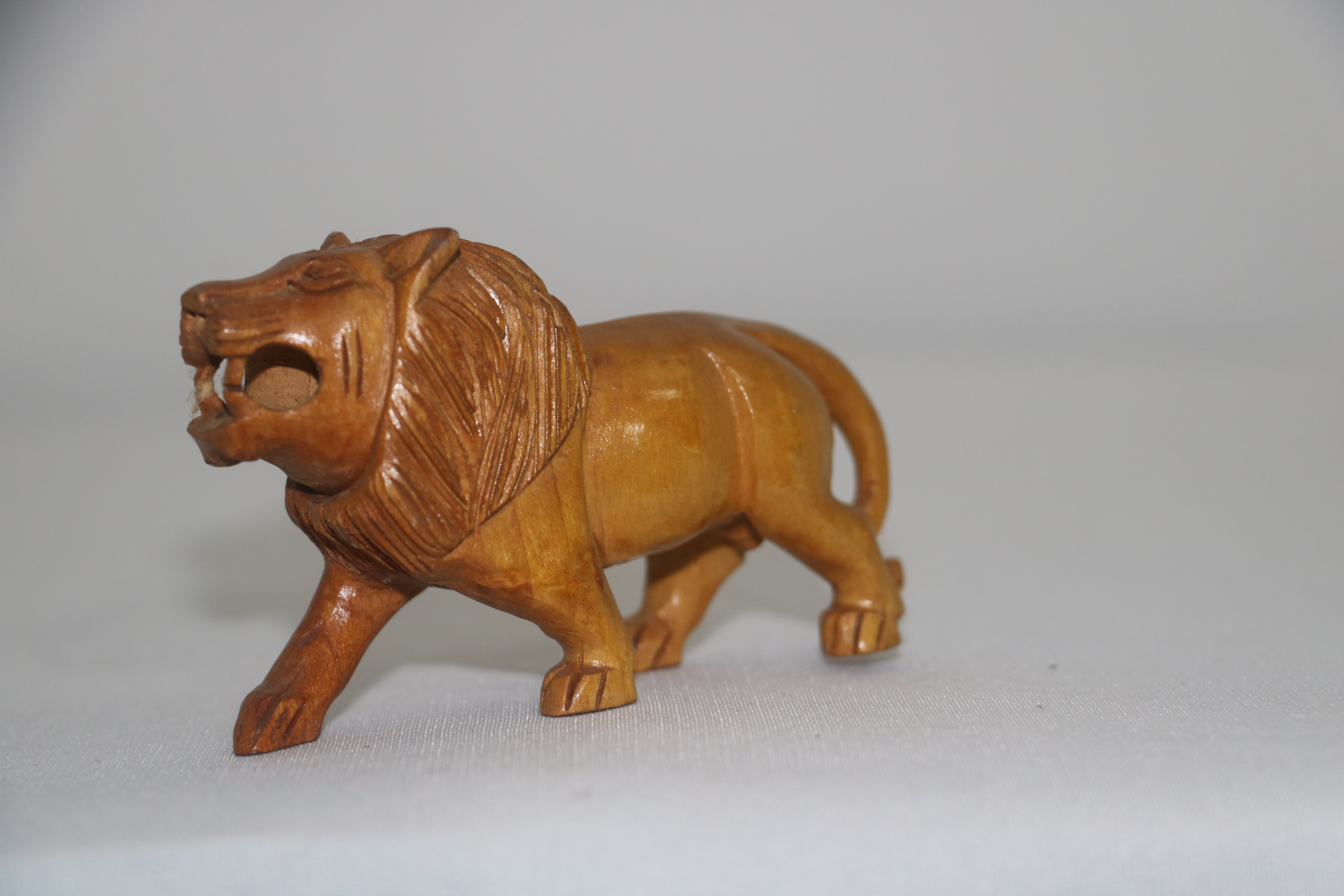 Wooden Lion Carving | Intricate Hand-Carved Animal Statue