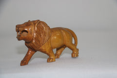 Wooden Lion Carving | Intricate Hand-Carved Animal Statue