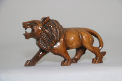 Wooden Lion Carving | Intricate Hand-Carved Animal Statue