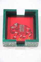 Hand-Painted Wooden Tea Coasters | Set of Decorative Drink Mats