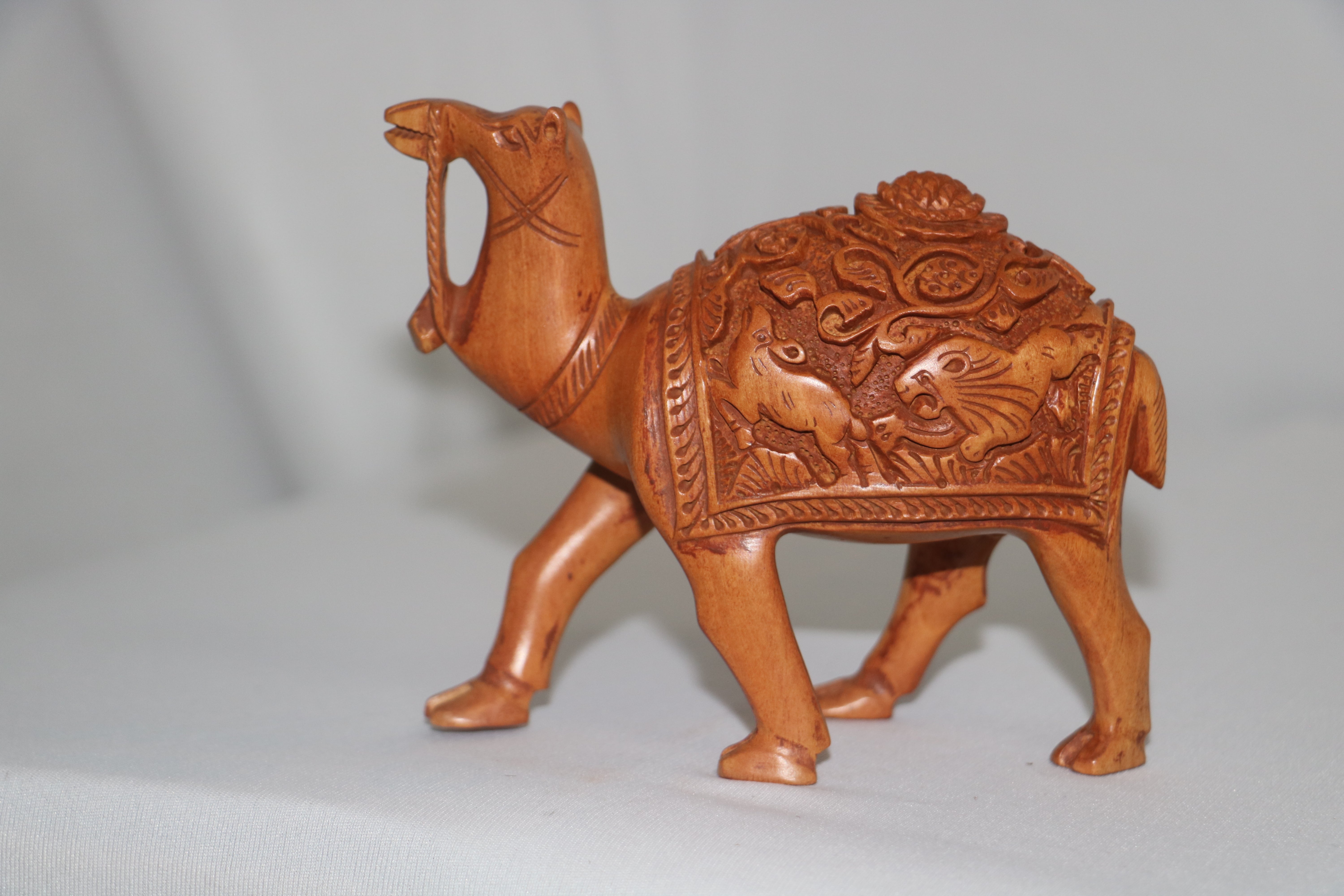 Intricately Hand-Carved Wooden Camel | Rustic Home Decor Piece