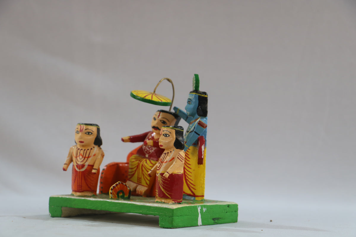 Krishna Darbar – Wooden Handcrafted Spiritual Panel
