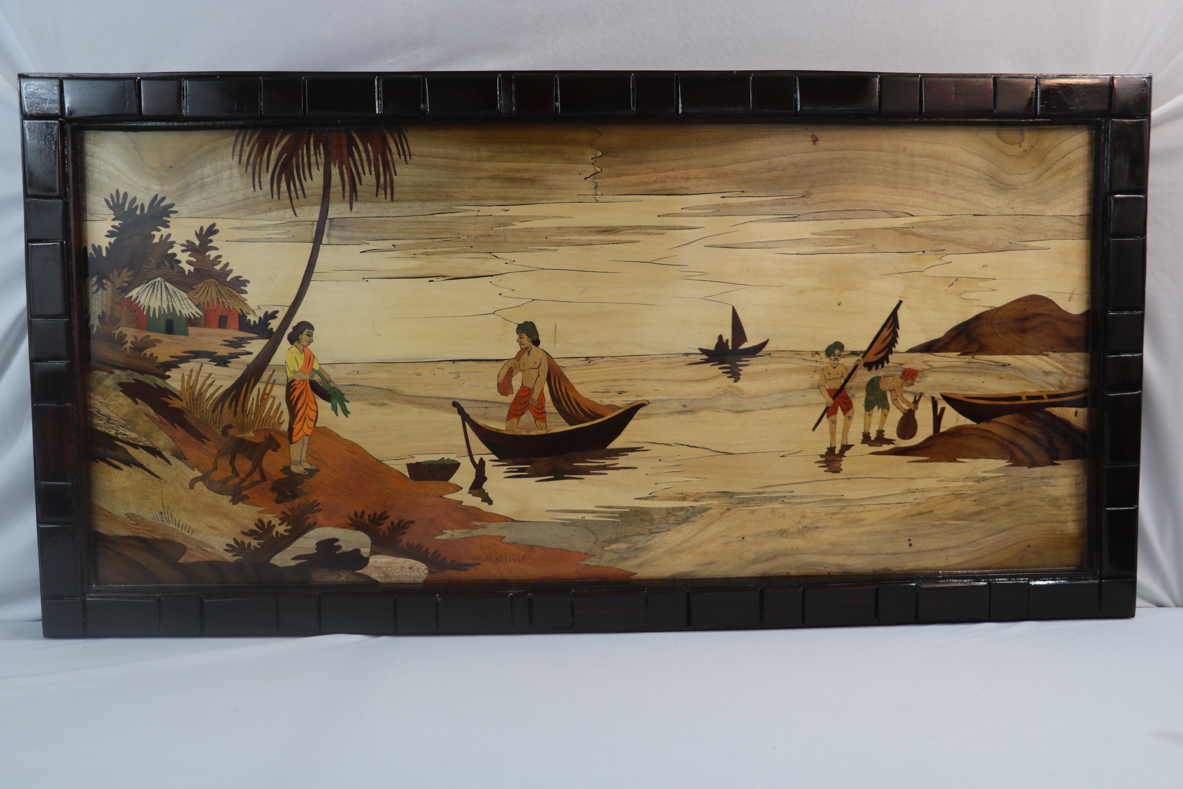 Riverside Scene Wood Inlay Mysore