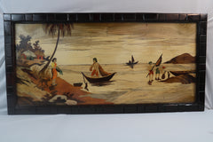Riverside Scene Wood Inlay Mysore