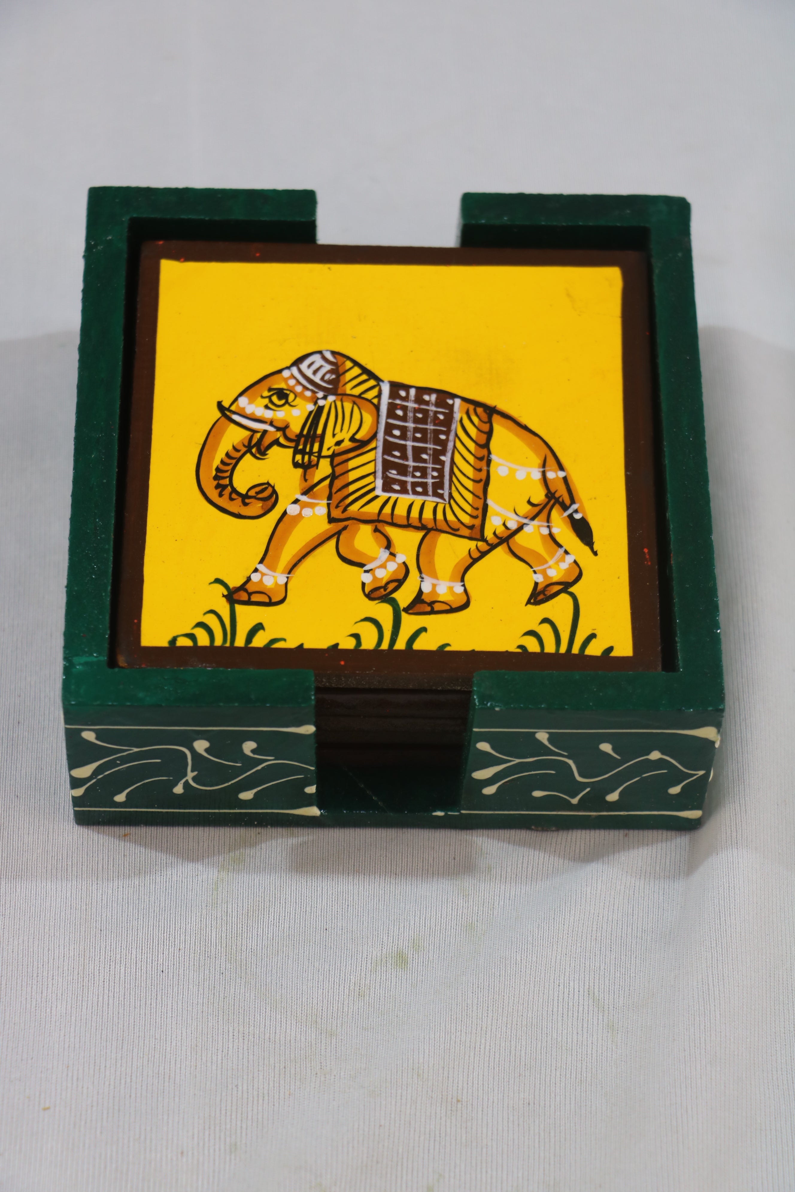 Hand-Painted Wooden Tea Coasters | Set of Decorative Drink Mats