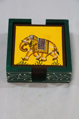 Hand-Painted Wooden Tea Coasters | Set of Decorative Drink Mats