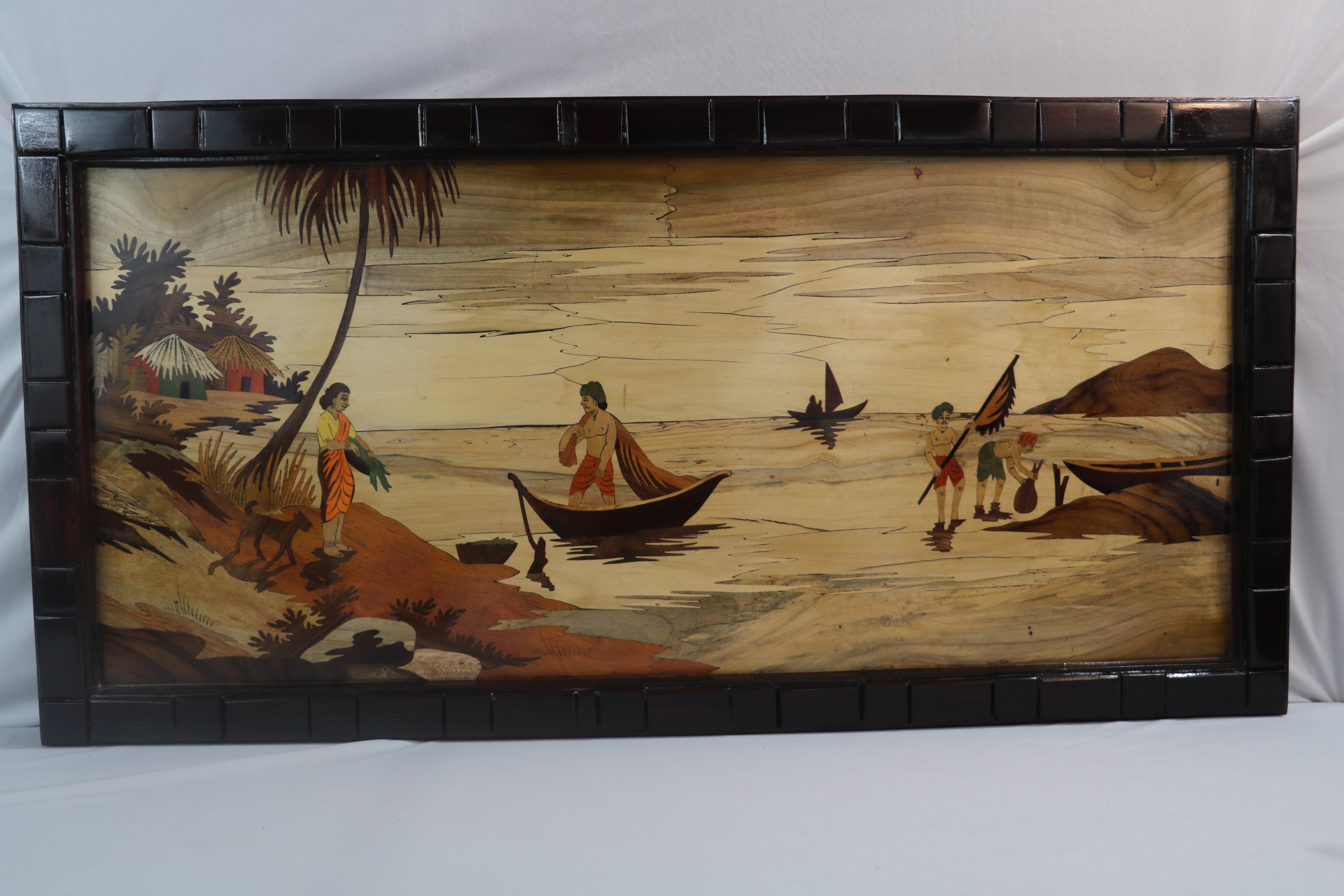 Riverside Scene Wood Inlay Mysore