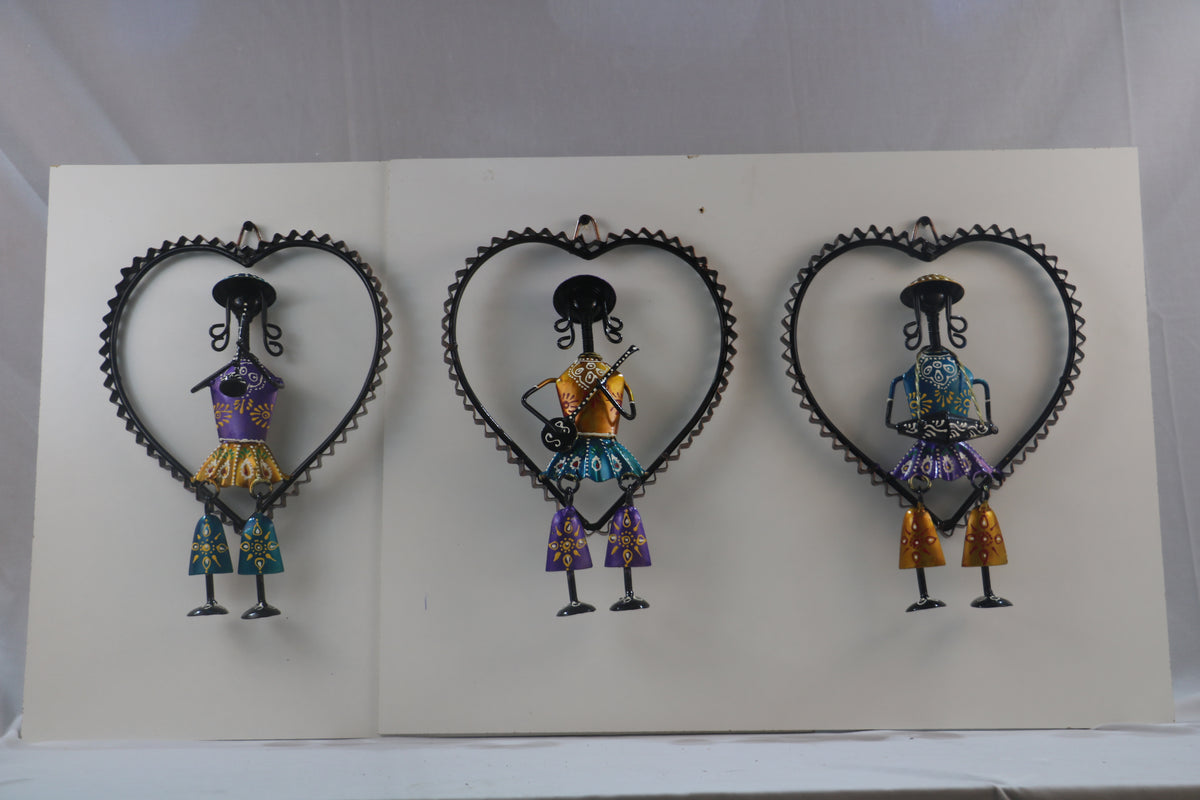 Iron Hand Painted Rajasthani Lady Musicians Wall Hangings