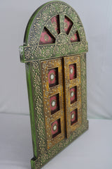Hand-Painted Wooden Jharokha Door Frame – Traditional Wall Decor