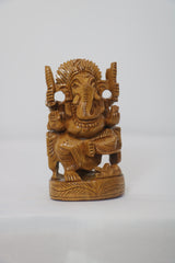 Wooden Ganesh Sitting In Chair
